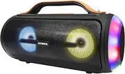 Fisher Bluetooth Speakers, Portable Wireless Speaker 20W PEAK Power Boombox w HD Sound & Lights, Water Resistant, 2H Playtime, TWS, BT 5.2, Built-in Handle, Outdoor for Home/Party/Beach/Travel/Camping