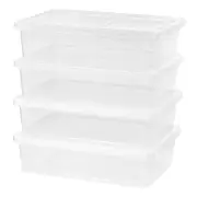 Under Bed Storage Boxes Clear Plastic With Lid Stackable 28Qt Container Set of 4
