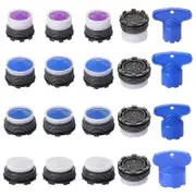 20Pcs Faucet Aerators, M16.5 .5 M21.5 M24 Faucet Cache Aerator Water Saving Flow Restrictor with Key Removal Wrench Blue Black