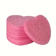 50 Pcs Heart Shaped Natural Cotton Compressed Cleansing Sponge