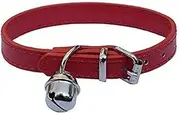 Red Leather Pet Collars for Cats,Baby Puppy Dog,Adjustable 8"-10.5" Kitten Collar with Bell