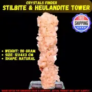 110g Natural Orange Stilbite & Heulandite Crystal Tower Matrix Minerals Specimen