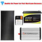 VoltX 200W Solar Panel + 12V 200Ah Lithium Battery + 2000W Inverter + 30A Solar Charge Controller