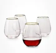 Martha Stewart set a four stemless Wine glass Barbwire with a twist blush