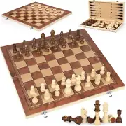 Chess Checkers Backgammon 3-In-1 Board Games Sets, Wooden Chess Set for Adults