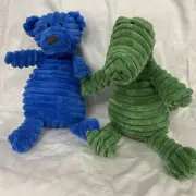 Dog Squeaky Stuffed Dinosaur Bear Toy Puppy Chew Plush Toys Green Blue 2 Pk 8"