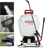 Chapin 61800 4-Gallon Made in USA Professional Backpack Sprayer with Brass Adjustable and Poly Fan/Cone Nozzles, Cushion Grip Shut-Off, 3-Stage Filtration System, Translucent White