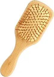 Hair Brush, 100% Natural Wooden Bamboo Air Cushion Comb, Sensitive Scalp Anti-Static Detangling Tools for Scalp Massage, Smooth Glide & Pain-Free Styling Curly/Straight/Thick Hair (Square)