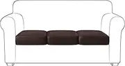 [Yates Home] PU Leather Couch Sofa Cushion Slipcover Water-Proof Elastic Chair RV Seat Covers Loveseat Sofa Furniture Protector Slip Cover for Settee Seater Replacement Living Room（3 Pieces, Chocolate）