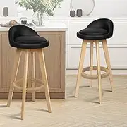 ALFORDSON 2 X Swivel Bar Stools Wooden Kitchen Barstools Dining Chair Counter Stool Chair with Footrest for Home Bar Dining Room, Black