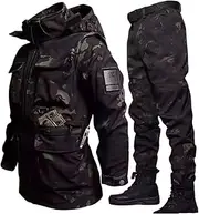 [CLSQLXYJZC] Mens 2024 Ski Suit Two Piece, Outdoor Winter Warm Waterproof Windproof Ski Suits Set with Arm Band and Belt, Wear Resisting Thick Warm Ski Suits Set, for Winter Skiing Sports