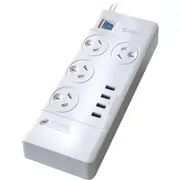 SANSAI PAD4044C 4 Way Power Board With USB Surge 4 USB 4.2A Master On/Off Switch 4 WAY