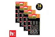 Handy Hardware 74PCE Hooks Brass Assorted 18pc 26mm, 33mm, 37mm Hooks Kit