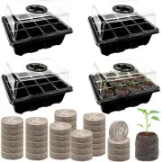 Seed Starter Kit 4 Pack 48 Cells Black Tray with 50 PCS Peat Pellets