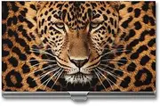 LKHDS Slim Aluminum Alloy Business Card Holder Depict A Leopard Pocket Business Card Case Portable Business Card Wallet Business Card Holders Handheld Card Box for Women Men, style, One size