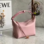 SHAW二手 LOEWE 羅意威 CUBI 飯盒包 NAPPA小牛皮 手提包 單肩包 斜挎包 小號粉色 現貨