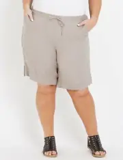 NEW Women's Autograph LINEN Short - TAUPE Plus Size RRP $59.99