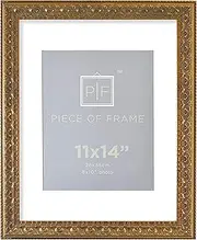 Golden State Art, 11x14 Ornate Finish Photo Frame with White Mat for 8x10 Picture & Real Glass, Color: Bronze