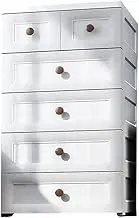 Children's Floor Standing Storage Cabinet with 5 Drawers Large Capacity Plastic Organizer for Bedroom Multifunctional White Storage Bin Cabinet