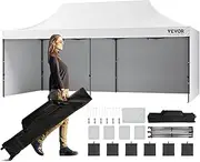 VEVOR 10x20 FT Pop up Canopy with Removable Sidewalls, Instant Canopies Portable Gazebo & Wheeled Bag, UV Resistant Waterproof, Enclosed Canopy Tent for Outdoor Events, Patio, Backyard, Party, Parking