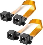 YXQ Ghost Wire Flat Ethernet Jumper Cable RJ45 Female to Female Flange for Cat5 or Cat6 Adapter Ultra-Slim Cable 11.8-inch, 2-Piece