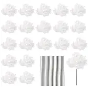 20 Sets Artificial Hydrangea Flower Heads with Stems for Bouquet,Pale White