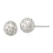 Sterling Silver Satin Crystal Ball Post Earrings