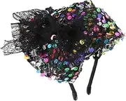 [FOMIYES] Elegant Bridal Headpiece Vintage Tea Party Fascinator Hat for Women Banquet Headdress Sequins