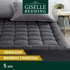 Giselle Bedding Bamboo Charcoal Pillowtop Mattress Topper Protector Cover Single
