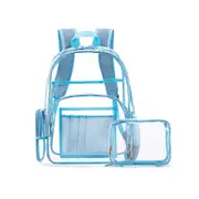 Women Transparent Waterproof Pvc Beach Bag Backpack Clear Jelly Handbag Blue