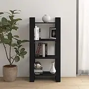 Book Cabinet/Room Divider Black 60x35x125 cm Solid Wood, Home Office Shelving