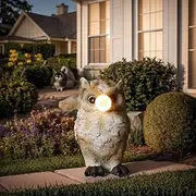 Tolatr Owl Garden Statue with Solar Lights Outdoor Decoration