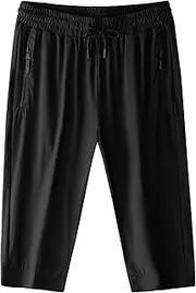[Aosufei] Men's Breathable Adjustable Elastic Waist Shorts Stretchy Loose Athletic Shorts Lightweight Casual Solid Shorts