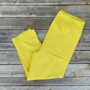 Sunshine Yellow Solid CAPRI Women's Leggings OS One Size 2-10 Yoga Waistband