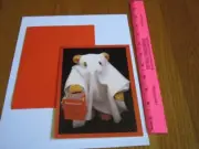 Halloween Card UNUSED Teddy Bear Ghost CUTE Koren Trygg Guess Who? envelope NEW