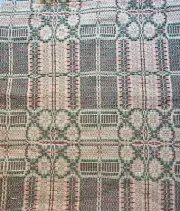 Primitive Woven GREEN RED YORKTOWN TABLE SQUARE Coverlet Tablecloth 34"
