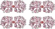 uxcell 4Pcs Rhinestone Crystal Applique, Rhinestone Iron on Patch, Bow Hot Fix Crystal Sewing Applique for Bridal Sash Wedding Dress Shoes Bags, Pink