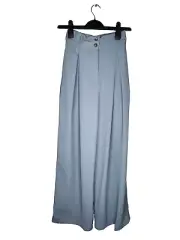 River Island Petite Pleated Wide Leg Dad Pants in Light Blue Size XS