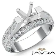 Vintage Pave Diamond Anniversary Ring 18k Yellow Gold Round Semi Mount 1.40Ct