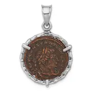 Sterling Silver Ancient Coins And Bronze Antiqued Roman Constantine L Coin Pendant With A Certificate Of Authenticity
