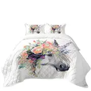 Floral Head Unicorn Coverlet