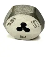 #6-32 HEX DIE CARBON STEEL RETHREADING DIE - HANSON USA - NEW