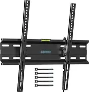 BONTEC Ultra Slim TV Wall Bracket Mount for 23-60 inchs LCD LED TVs, Low Profile Tilt TV Wall Mount up to VESA 400x400mm, 50 inch tv Wall Bracket with Spring Locking System, Includes 5 Cable Ties