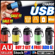 LED Torch Lamp Pocket USB Rechargeable Mini Keychain Keyring Flashlight FZ