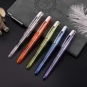 TopHomer 5PCS Fountain Pen, Transparent Pen, Office Signature Pen, Medium Nib Quink Fountain Pen Refills, No Ink Include (5colors)