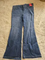 NWT SPANX JEANS 2X PETITE FLARE JEANS VINTAGE INDIGO