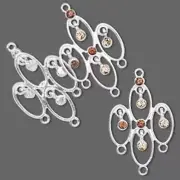 2 Silver Plated Steel Teardrop Earring Connector Made with Swarovski Crystals *