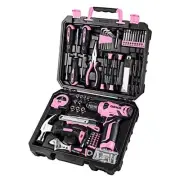 Drill Set: Tool Set with 8V Pink Cordless Drill, Home Tool Kit with Drill,