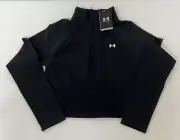 Womens Under Armour 1/4 Zip Crop Top Black Vanish Seamless Size Medium