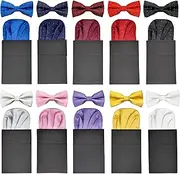 [AUSUAYA] Men's Pre-Folded Silk Pocket Squares Set of 10, Prefolded Handkerchief For Wedding Party/Suit/Tuxedo GB-PF-H-6